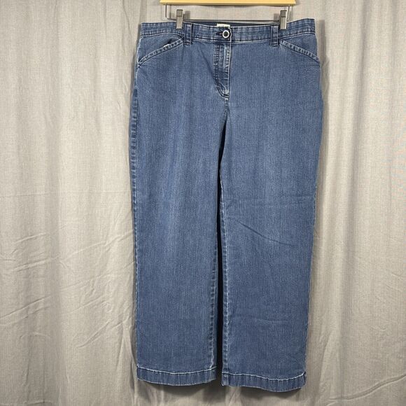 L.L. Bean Jeans Womens 18 Petite Blue High Rise‎ Straight Classic Fit MedWash - Picture 1 of 8